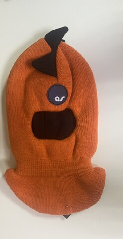 Шлем зимний детский на мальчика оранжевый, размеры 50,52