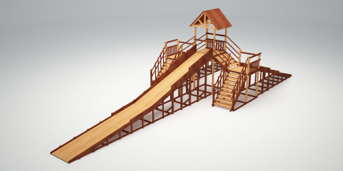 Зимняя деревянная игровая горка TORUDA Север - 11 (скат 11.8 м)