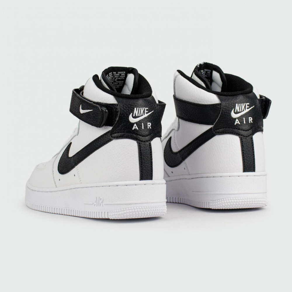кроссовки Nike Air Force 1 Mid White Black Swoosh
