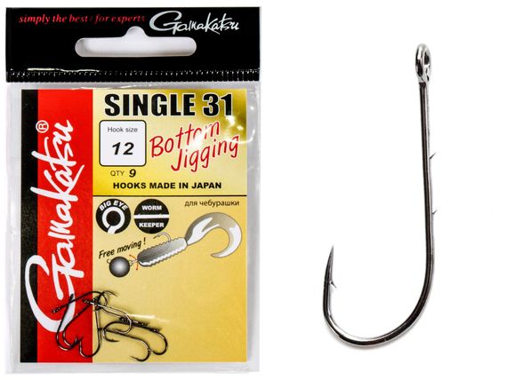 Крючки Gamakatsu SINGLE 31 HOOKS BLACK разм. 12 9шт.