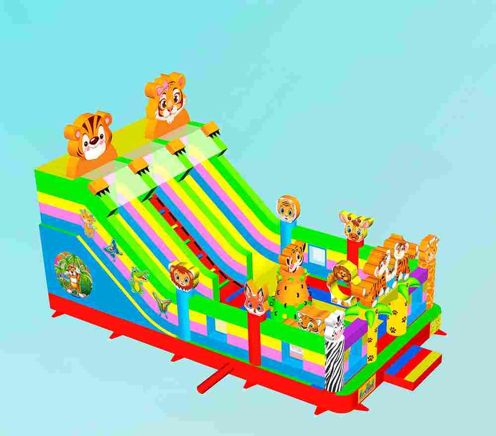 Коммерческий надувной батут «Тигриная страна 3», 9*5*5 м.