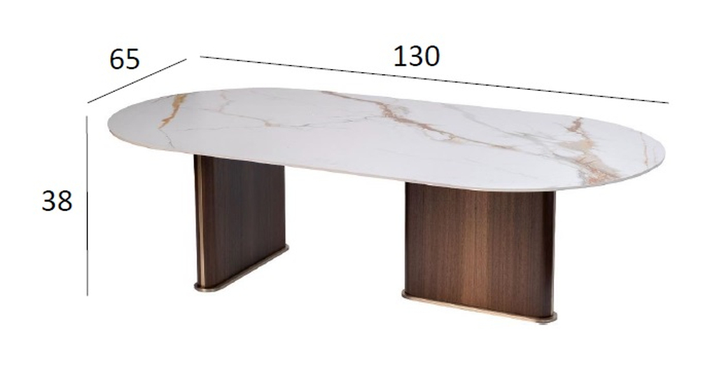 Стол журнальный Garda Decor Garda Decor овальный искусственный камень белый 130*65*38 см