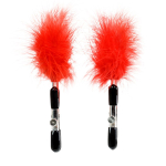 Зажимы для сосков с красным пухом ToyFa Theatre 705007