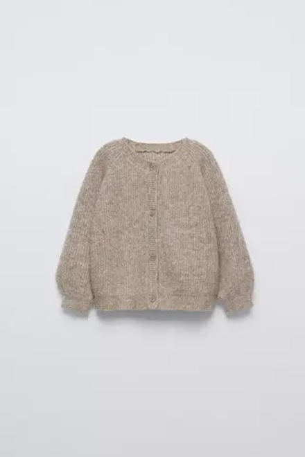 ZARA КАРДИГАН ПЛАТОЧНОЙ ВЯЗКИ, РЫЖЕВАТО-КОРИЧНЕВЫЙ