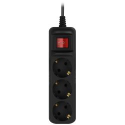 Удлинитель электрический ЭРА UX-3es-3m-B с заземлением с выключателем 3 розетки 3 м ПВС 3x0,75мм2 10А черный