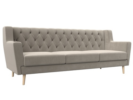 Диван кухонный прямой Брайтон 3 Люкс, Бежевый, Микровельвет, 108972