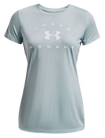 Женская теннисная футболка Under Armour Women's UA Tech™ Solid Logo Arch Short Sleeve - небесный