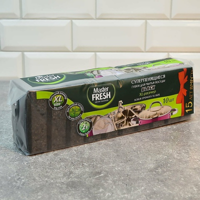 Губка для посуды 10шт XL bubble-поролон "BLACK" Master FRESH