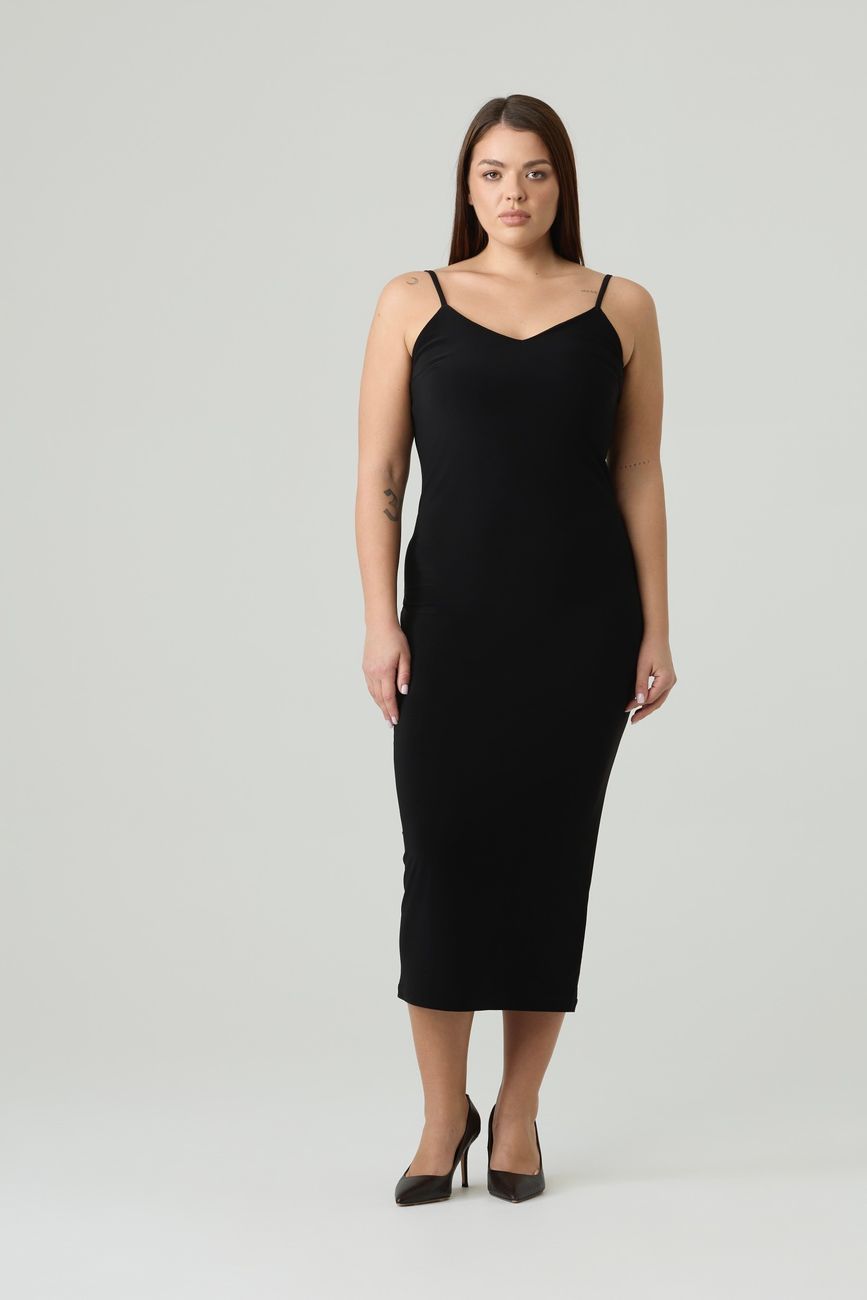 Платье-комбинация из трикотажа, черный
