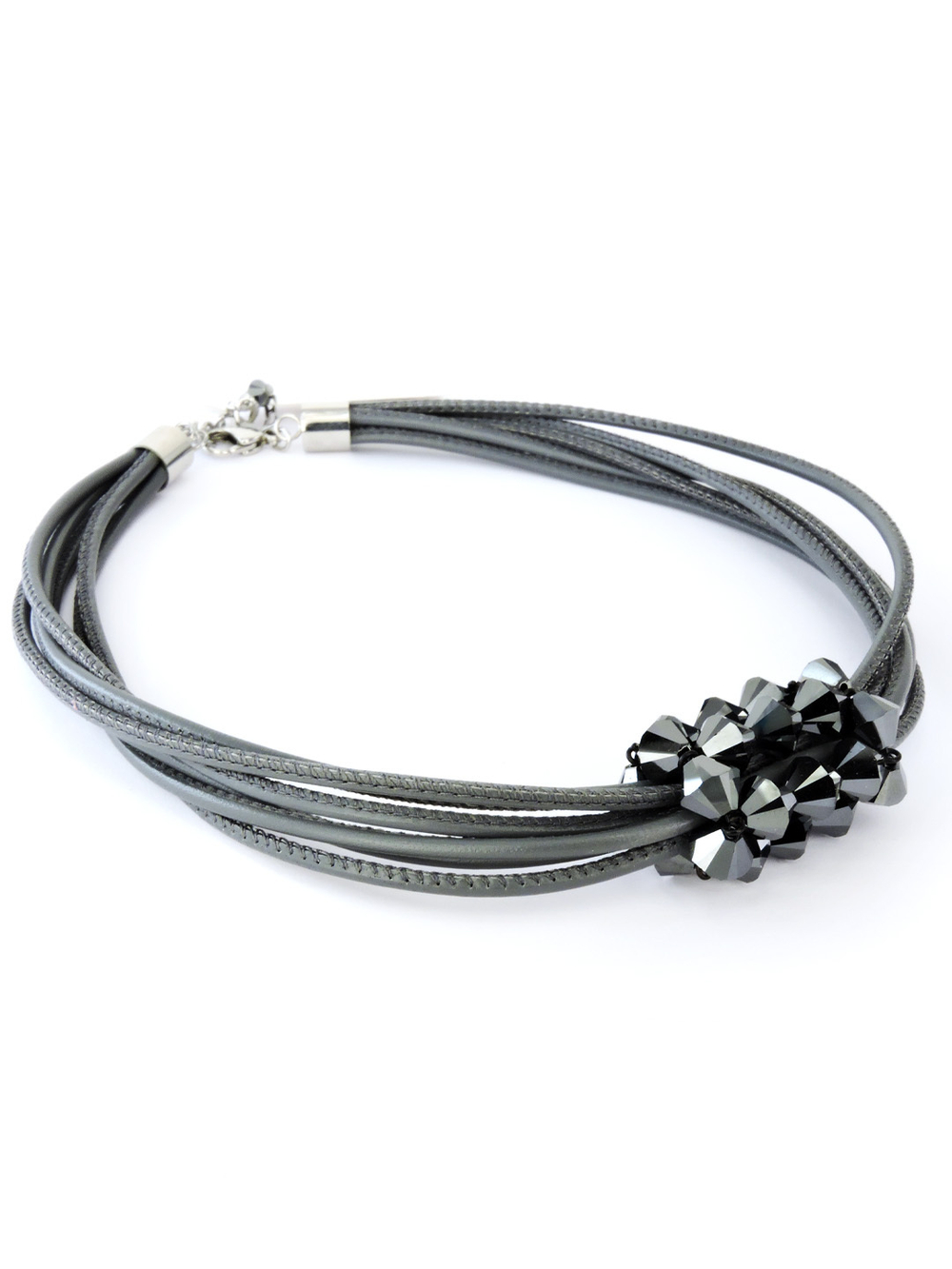 4716 Coeur de Lion колье с кристаллами Сваровски и мягкой кожи наппа в 4 сложения.