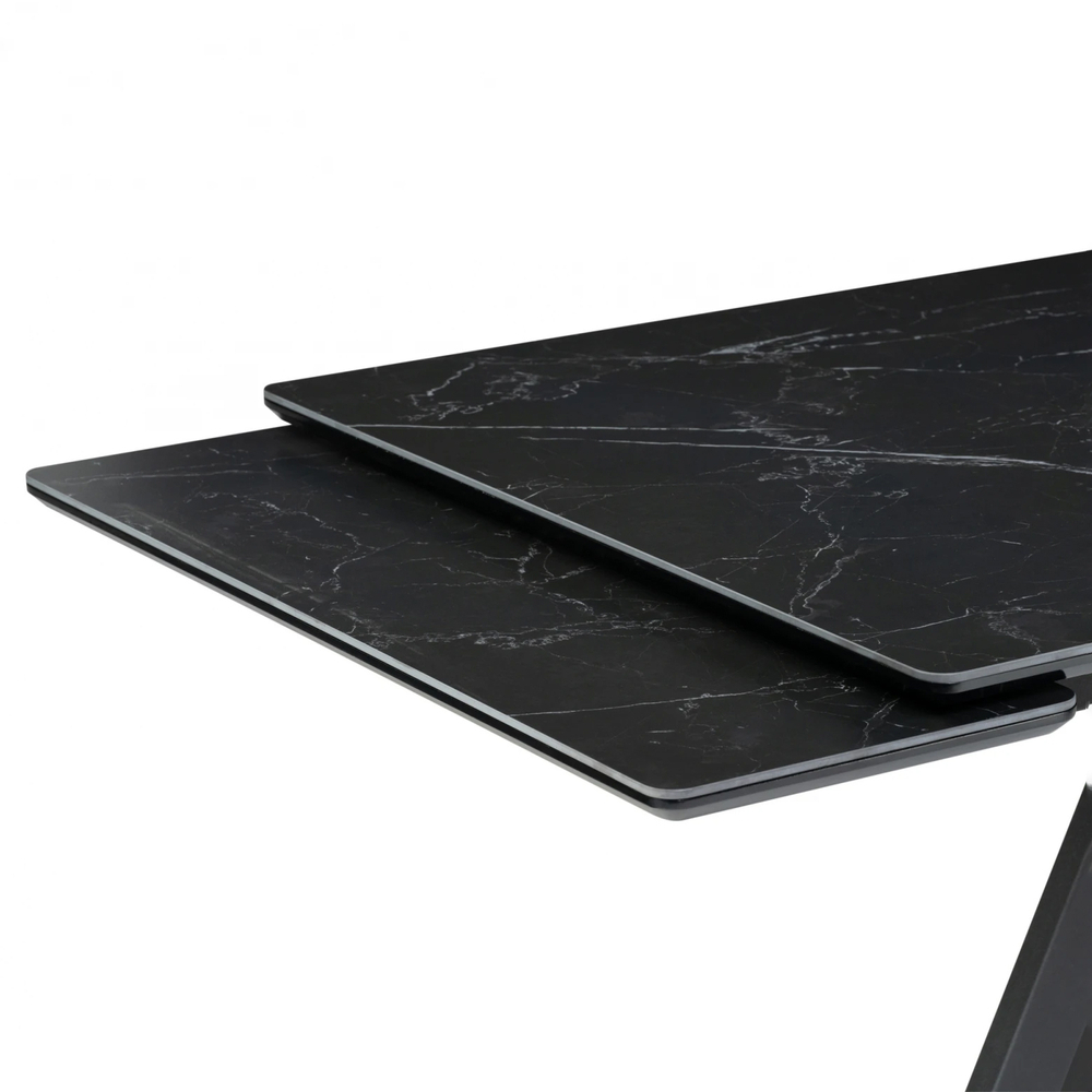 Керамический стол Woodville Вилли 140(200)х80х75 черный мрамор shakespeare black, черный, ножки черные