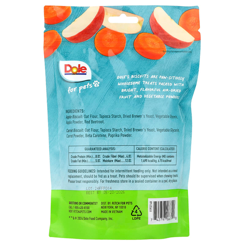 Dole for Pets, печенье, яблоко и морковь, 200 г (7 унций)
