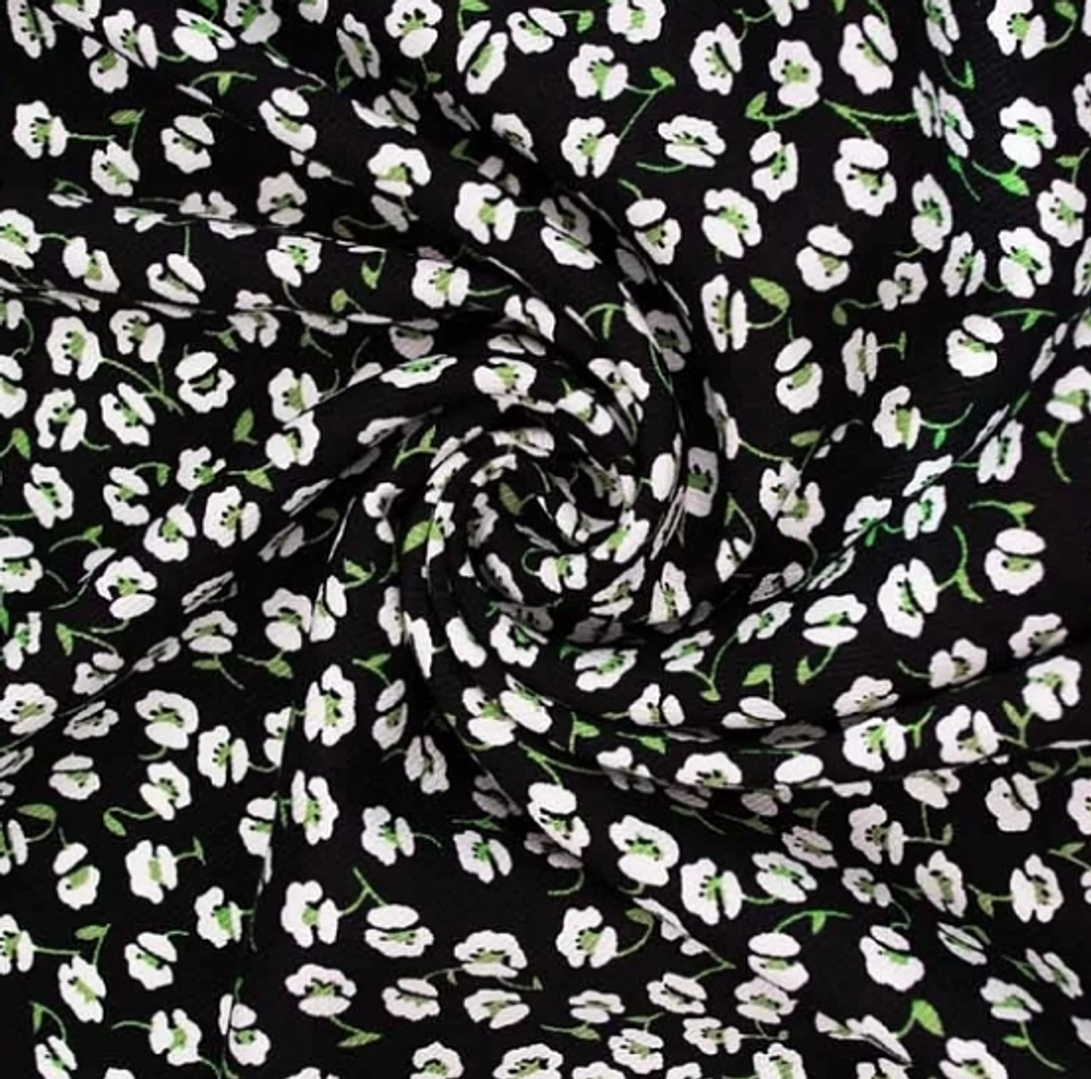 Ткань штапель твил принт 140 гр/м2, 100% вискоза, ш. 145 см, черный