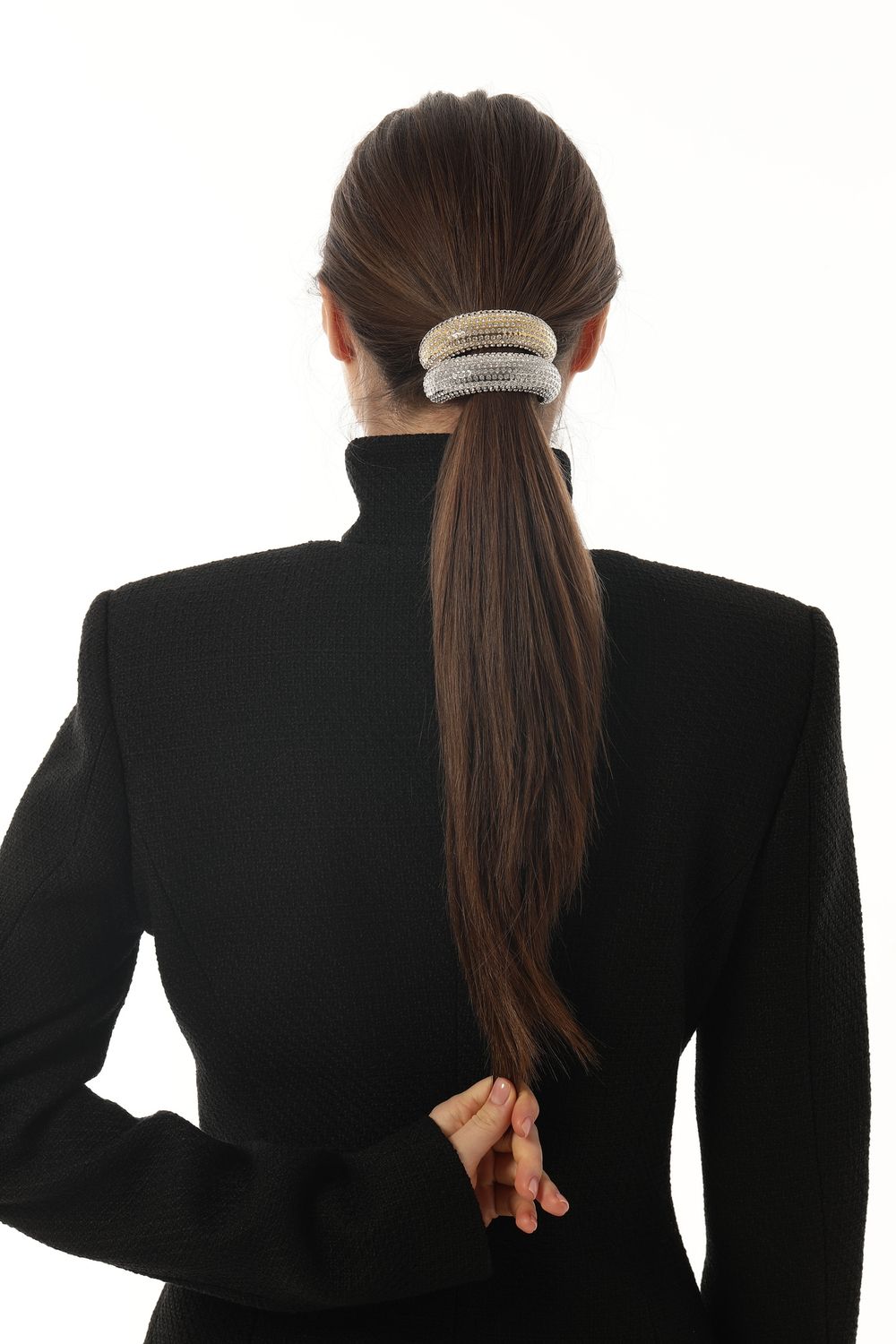 Резинка со вставкой россыпь цирконов, серебро