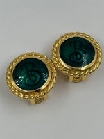 Клипсы с зеленой эмалью Burberrys