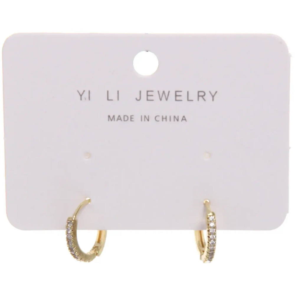 Серьги из гиппоалергенного металла со стразами «ПАЛУМНА», кольца, цвет золото и серебро, 1,2-dсм