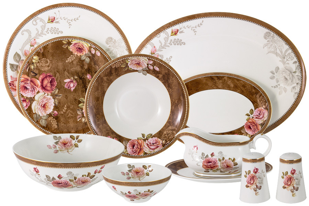 Обеденный сервиз Anna Lafarg Emily Английская роза 27 предметов на 6 персон
