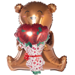 Шар Фольгированный Мишка с букетом роз (Коричневый)