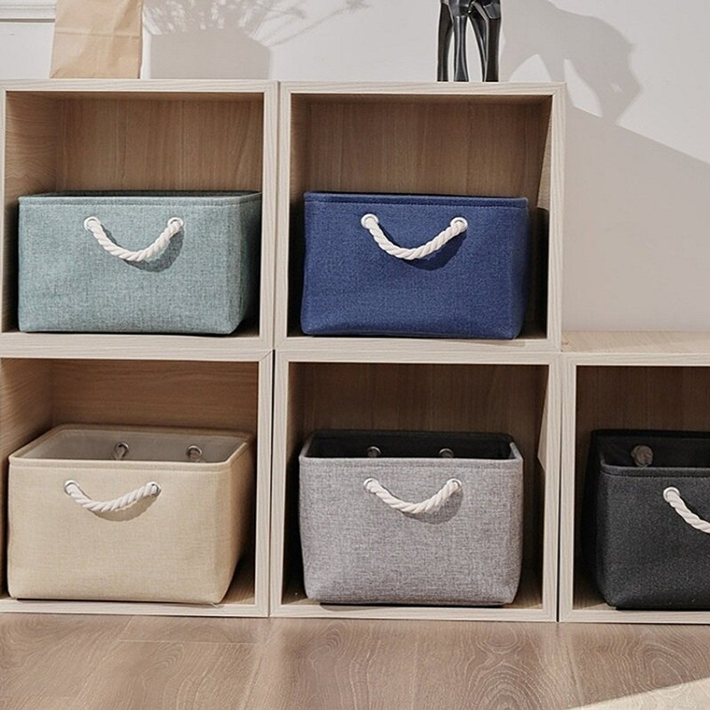 Корзина текстильная для хранения, вещей, белья, игрушек, документов, кофр 45х35х25см, серая