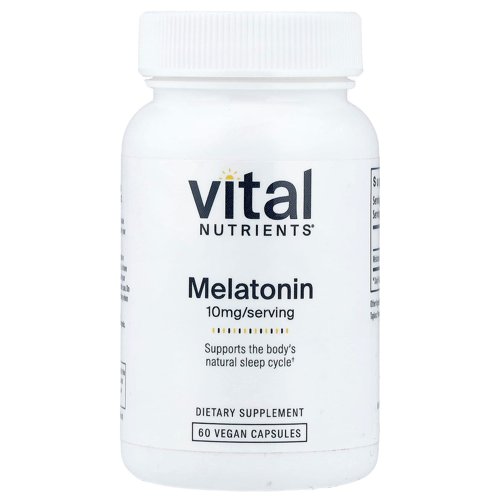 Vital Nutrients, мелатонин, 10 мг, 60 веганских капсул