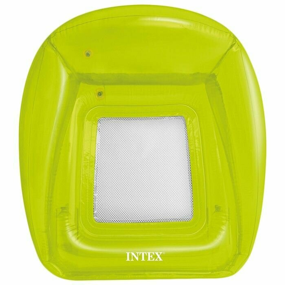 Матрас-кресло для плавания Intex 56802 Оранжевый / Надувной шезлонг Интекс с сетчатым дном неоновый прозрачный для бассейна и моря