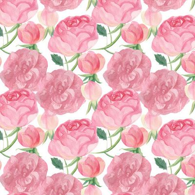 Бесшовный принт c акварельными розовыми цветами