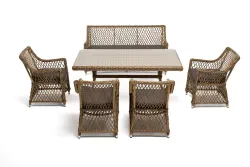 "Катания" обеденная группа плетеная на 6 персон, цвет соломенный