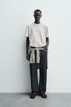 ZARA ФУТБОЛКА С РЕЛЬЕФНЫМ ПРИНТОМ, БЕЛЫЙ