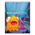 Тетрадь 12л., линия, Проф-Пресс, скрепка, мелованная обложка, "Милые монстрики-1", 5 дизайнов в спайке