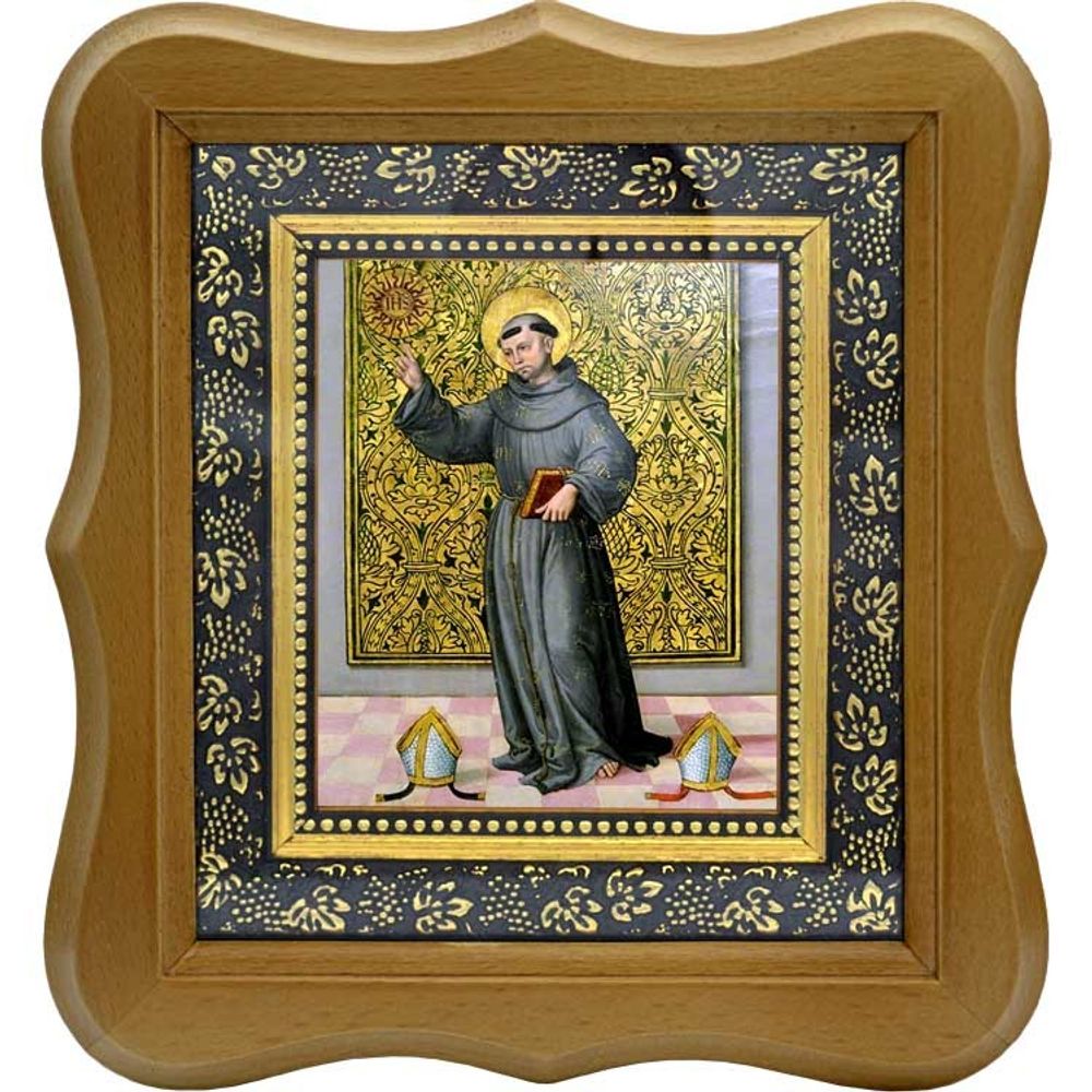 Святой Бернардин Сиенский. Икона на холсте.