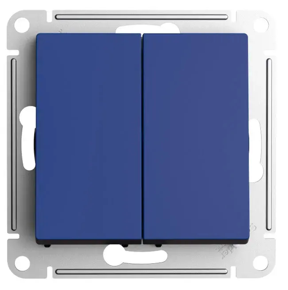 ATLASDESIGN 2-клавишный ПЕРЕКРЕСТНЫЙ ПЕРЕКЛЮЧАТЕЛЬ, сх.7+7, 10АХ, механизм, АКВАМАРИН