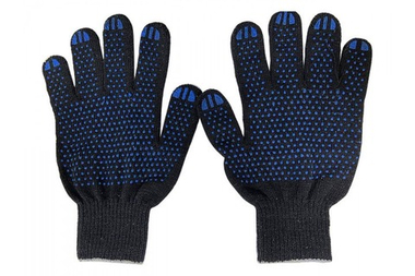 Перчатки х/б с ПВХ (точка) 5-ти нитка, 10 класс черные