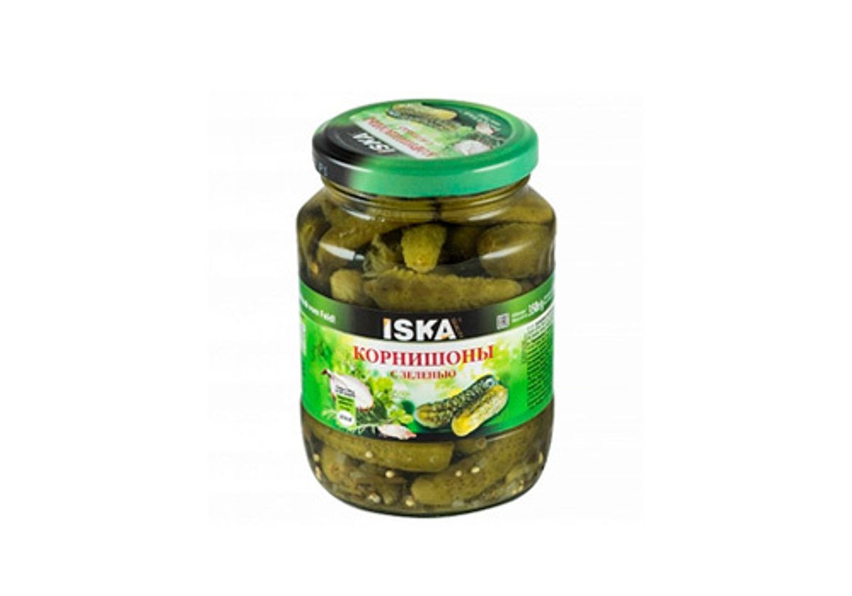 Корнишоны маринованные с зеленью Iska, 670мл