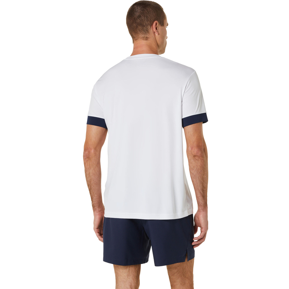 Мужское теннисное поло ASICS Court Shortsleeve Tee T-Shirt Men - White, Dark Blue
