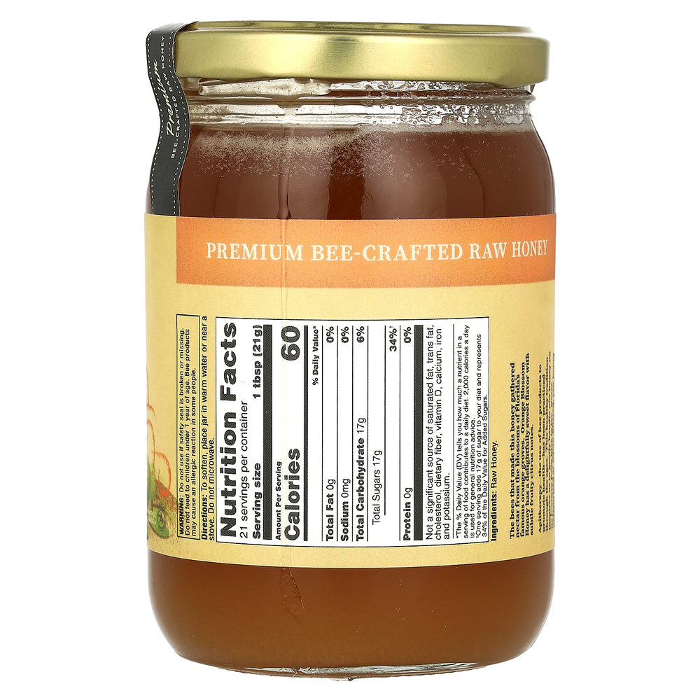Honey Gardens, необработанный мед, цветы апельсина, 454 г (16 унций)