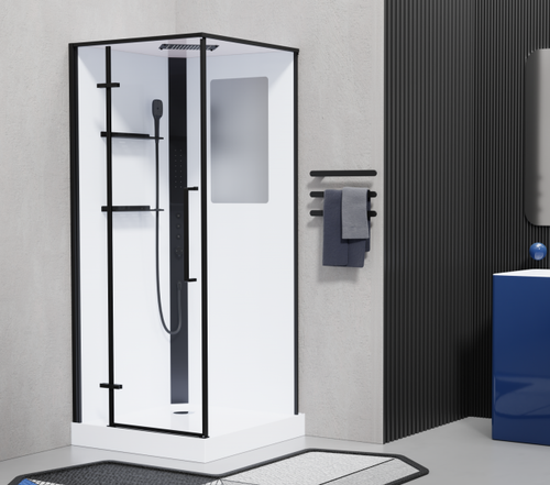 Кабина душевая Esbano (Эсбано) ESM-QUADRO-90 L, с низким поддоном, с гидромассажем, 90х90х215