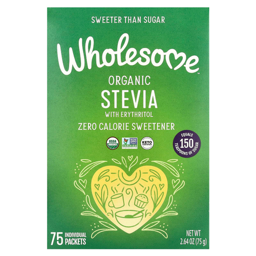 Wholesome Sweeteners, Органическая стевия, смесь подсластителей с нулевой калорийностью, 75 отдельных пакетиков, 75 г (2,65 унции)