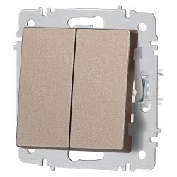 Переключатель Intro Accent 6-107-08 двойной, 10А-250В, IP20, СУ, AL/CU, бронза | Intro