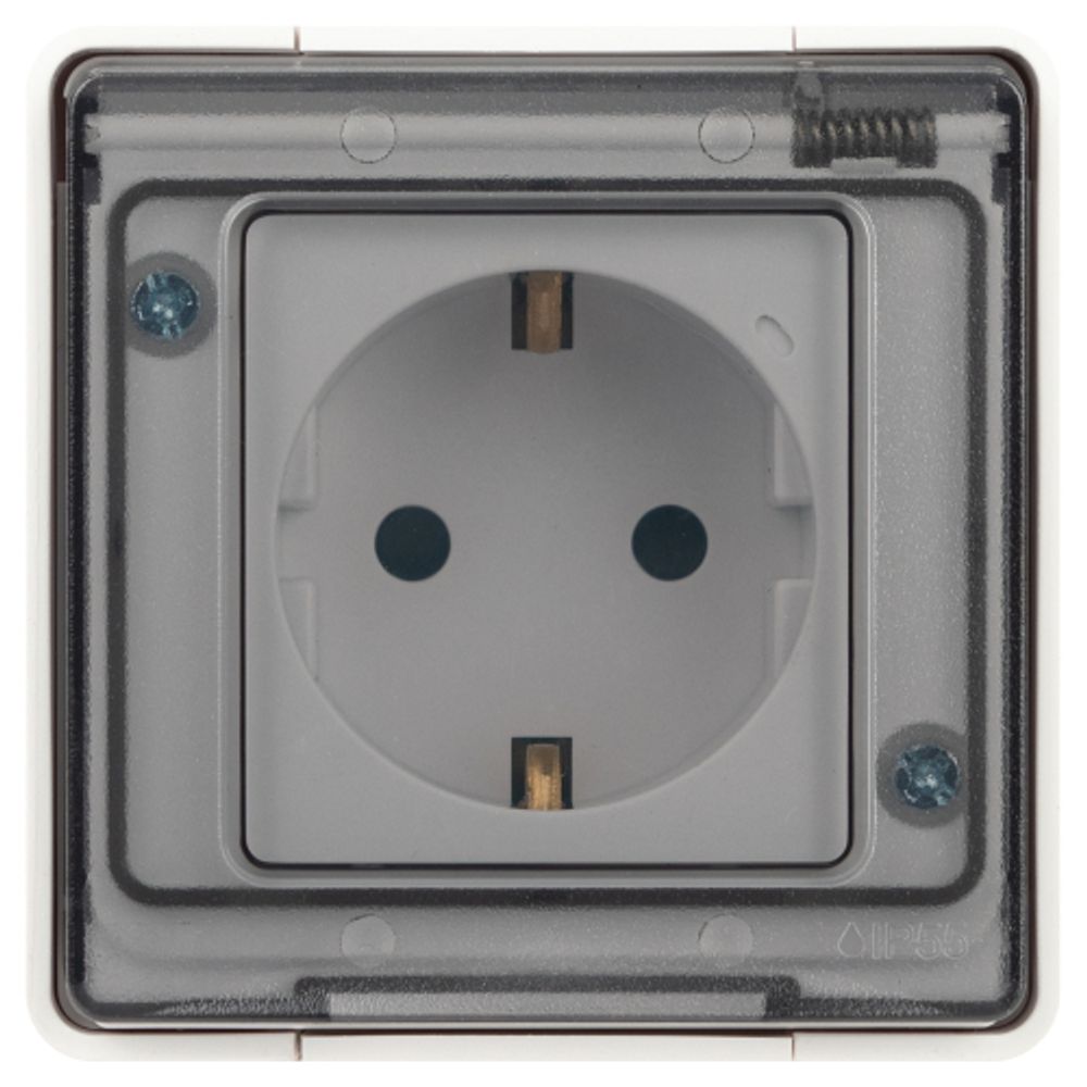 Розетка ЭРА Эксперт 11-2502-01 2P+E IP55, шторки, 16A-250В, ОУ, белый