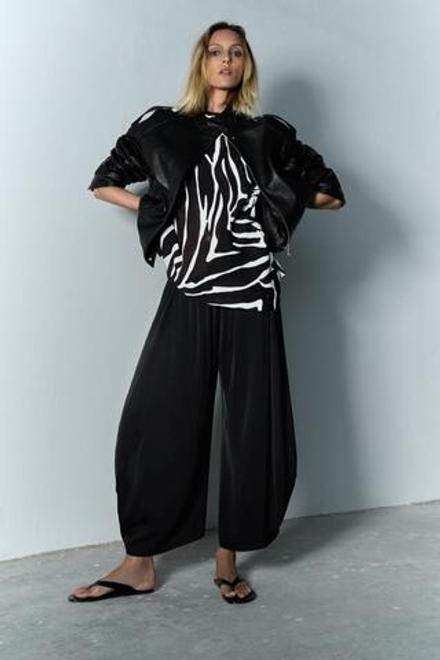 ZARA КУРТКА-БОМБЕР ИЗ КОЖИ — ZW COLLECTION LIMITED EDITION, ЧЕРНЫЙ