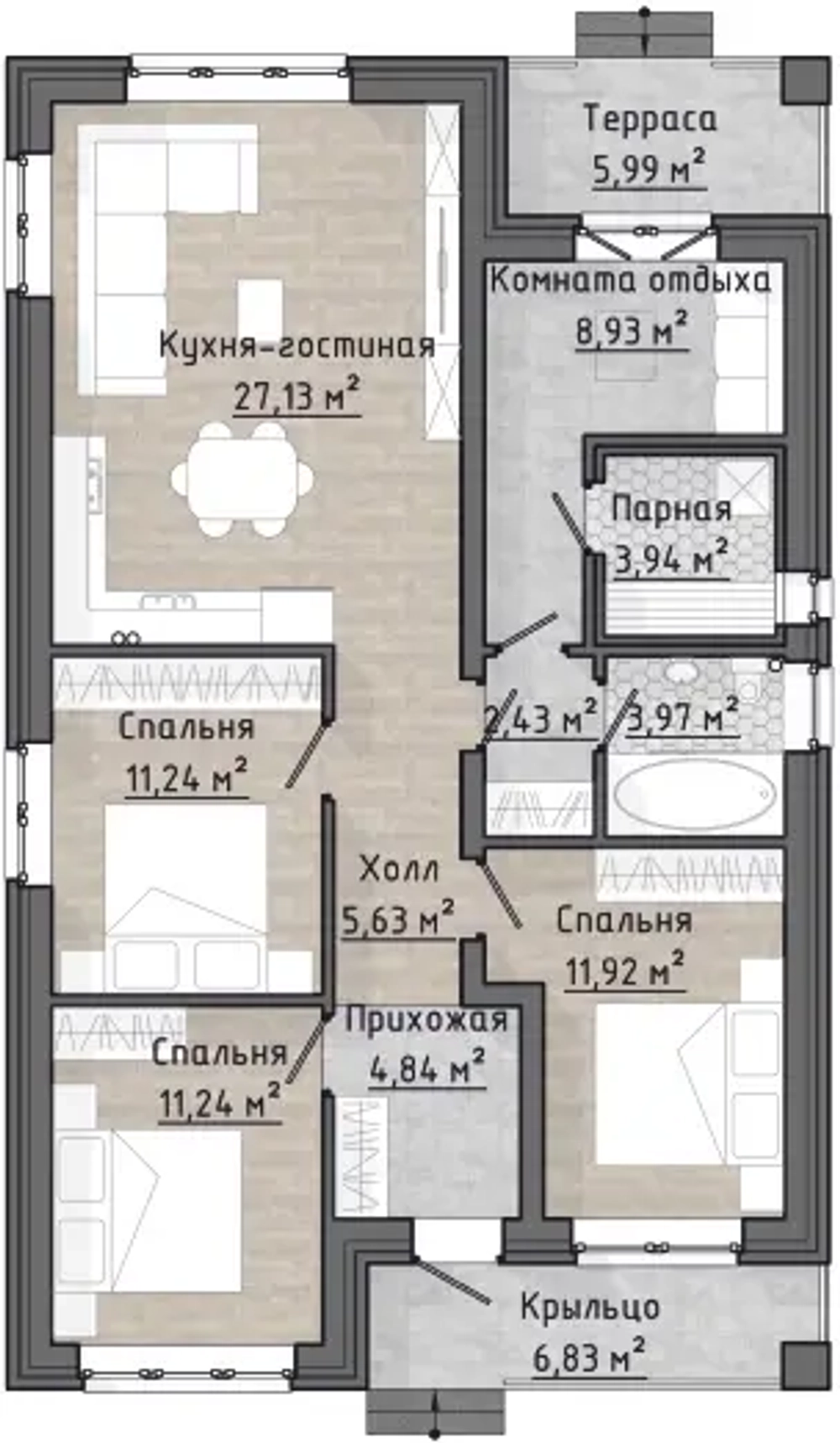 Проект Дома 104,1 кв. м К-129
