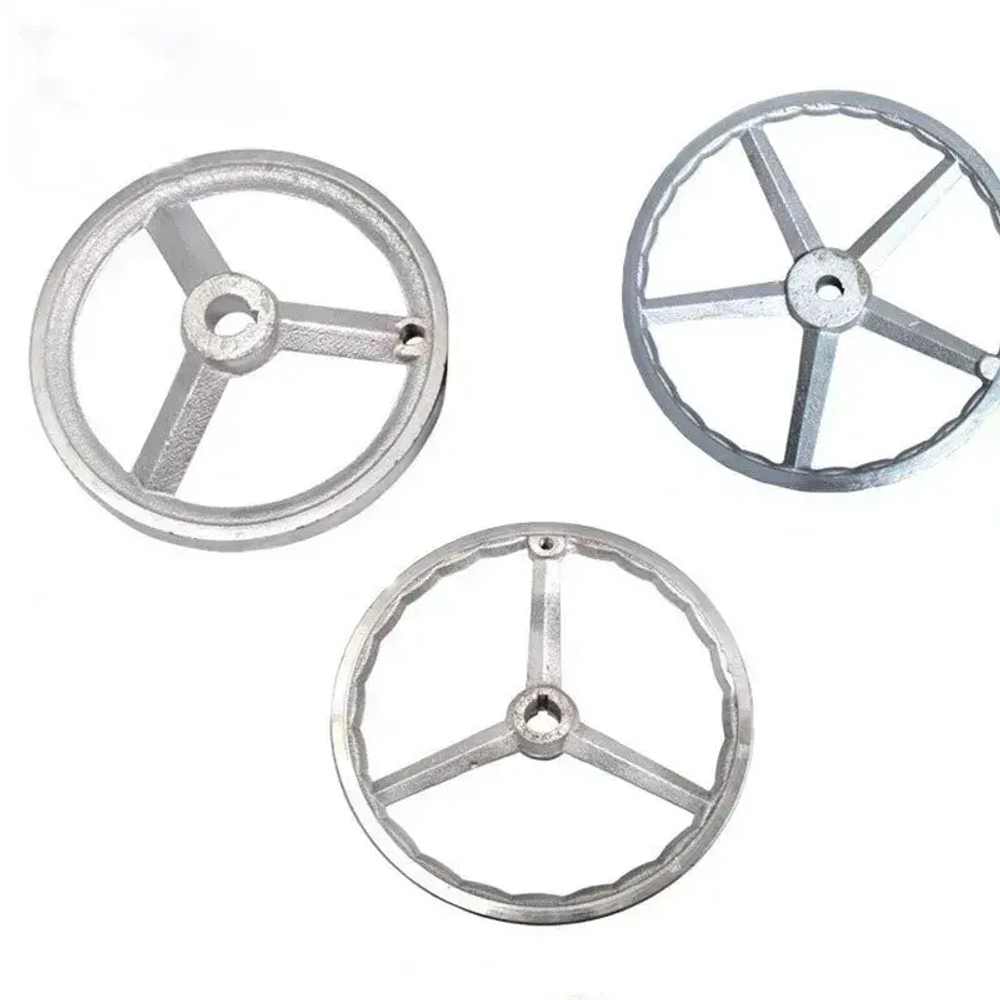 Маховик чугун 125х14х5мм (Dxdxb) с 3-мя спицами, с ручкой М8