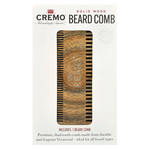 Cremo, Гребешок для бороды из цельного дерева, 1 гребешок