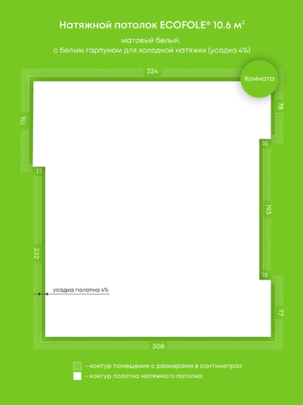 Натяжные потолки: 10.6 м2, 3.8 м2, 3.1 м2