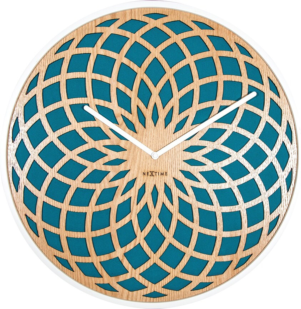 Настенные часы NeXtime Sun Big, дерево, 50 см, синие