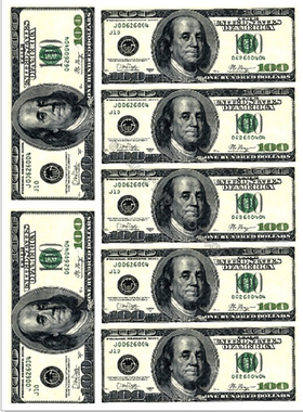 Печать на съедобной бумаге. Доллары