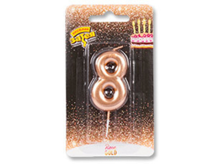 Свеча -цифра "8" Розовое золото 4,5см/V