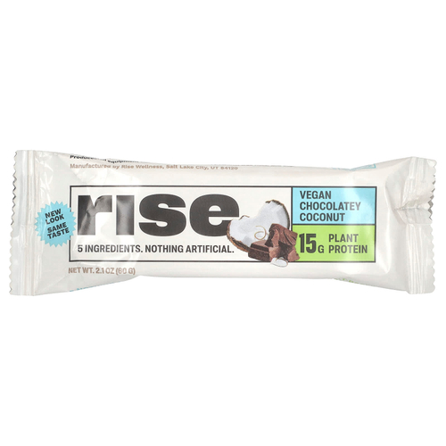Rise Bar, Протеиновый батончик, веганский кокос в шоколаде, 12 батончиков, 60 г (2,1 унции)