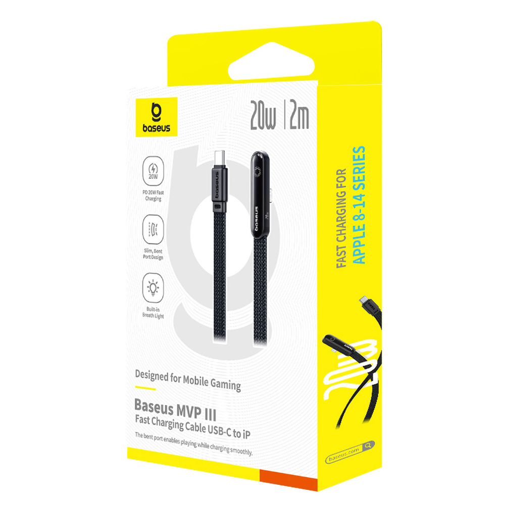 USB-C - Lightning Кабель Baseus MVP 3 Charging+Data 20W 2m - Cosmic Black