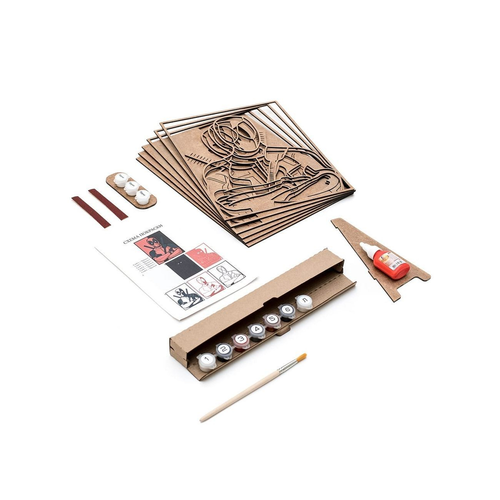 Дэдпул от SamCraft - сборные объемные картины из дерева своими руками, покрась, собери и склей